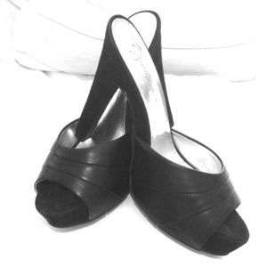 Black western leather high heels